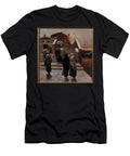 Red Evening Good Weather Hope Womens Procession Crossing a River Mario De Maria T-Shirt