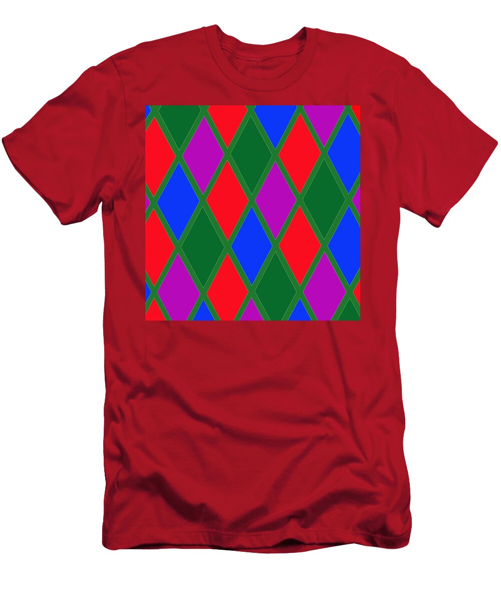 Red Green Blue and Purple Diamond Argyle Pattern Ali Baucom T-Shirt