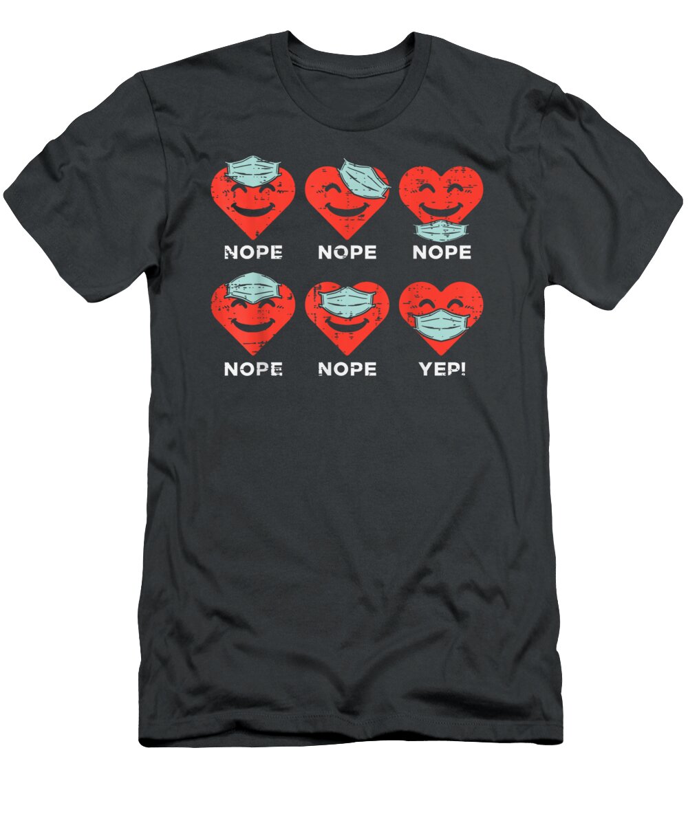 Red Hearts Face Masks Nope Valentines Day Quarantine Culleu Cococ T-Shirt