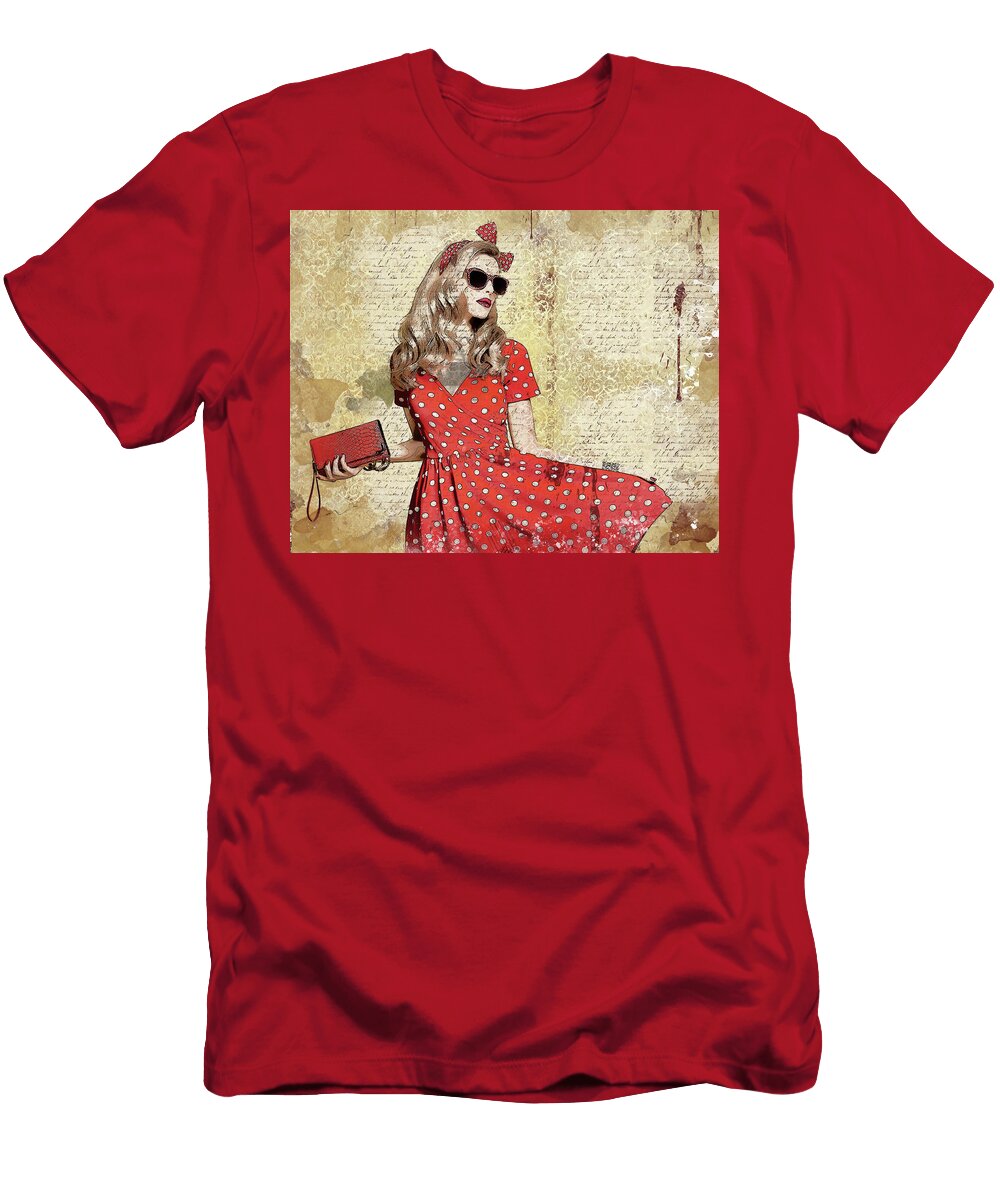 Red Polka Dots Dress Ronald Bolokofsky T-Shirt