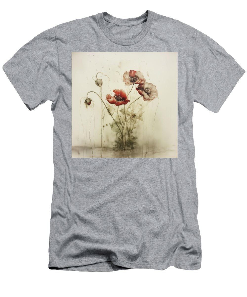 Red Poppies Twisted Stems and Water Drops Yo Pedro T-Shirt