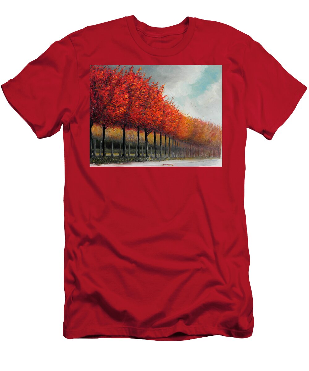 Red Trees on the Boulevard Dennis Kirby T-Shirt