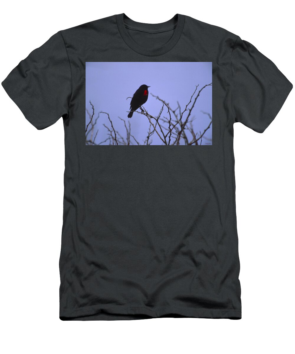 Red Winged Blackbird Soli Deo Gloria Wilderness and Wildlife Photography T-Shirt