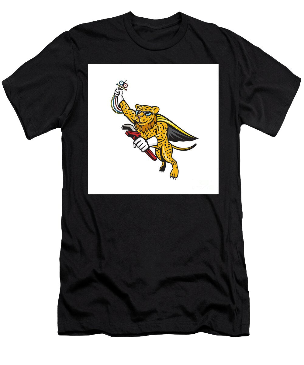 Refrigeration Mechanic Leopard Superhero Cartoon Aloysius Patrimonio T-Shirt