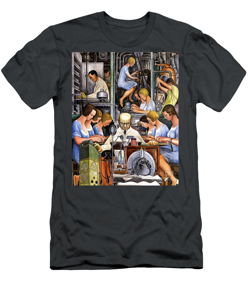 Remastered Art Detroit Industry South Wall Top Left Corner Mural By Diego Rivera 20230508 Diego Rivera T-Shirt