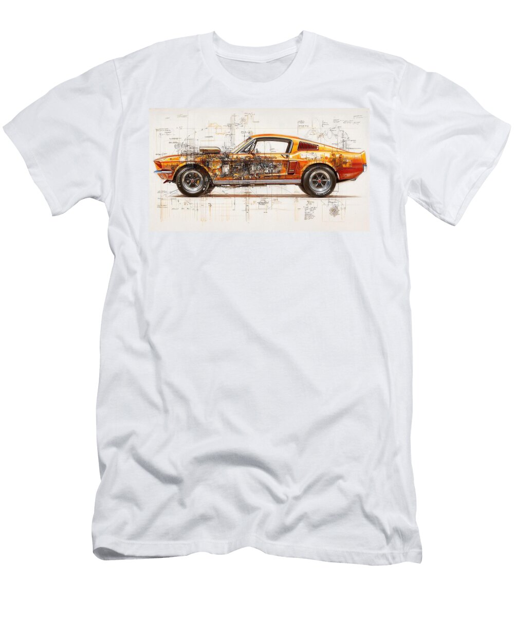 Renaissance Blueprint of the Ford Mustang Frederick Vellani T-Shirt