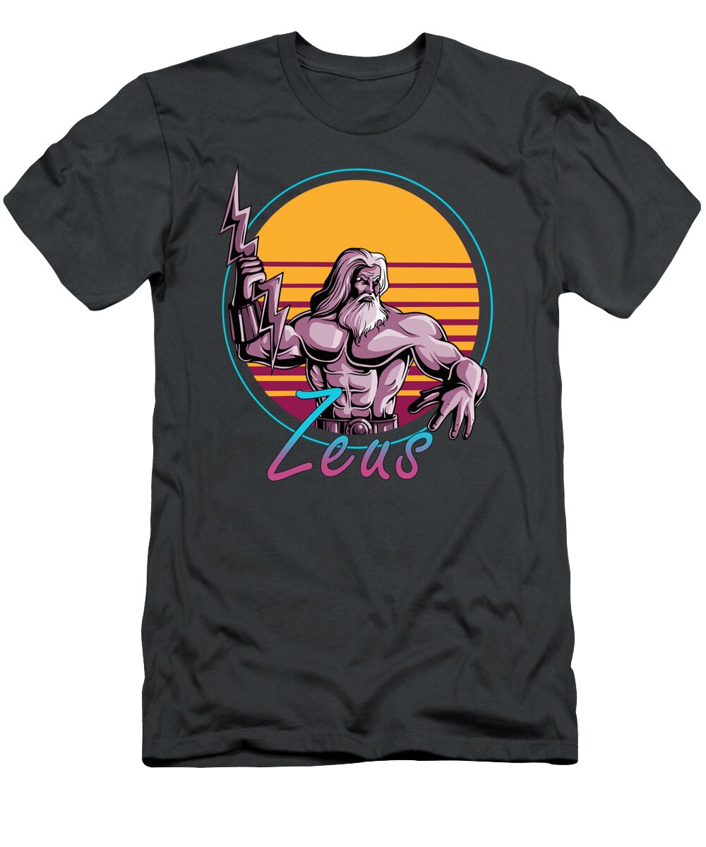 Retro 80s Zeus Synthwave Greek Mythology Avenc Cecil T-Shirt