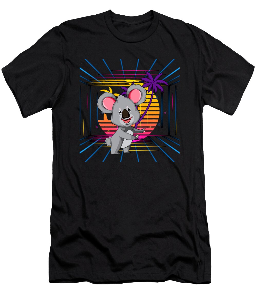 Retro 90s Art Palm Trees Tropical Vaporwave Animal Koala Dhbubble T-Shirt