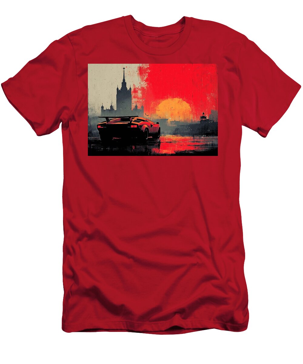 Retro Car At Sunset Lamborghini Diablo Eliana Haines T-Shirt