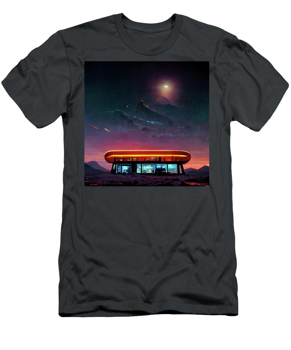 Retro Diner At the End of the Galaxy Art Couple Cologne T-Shirt