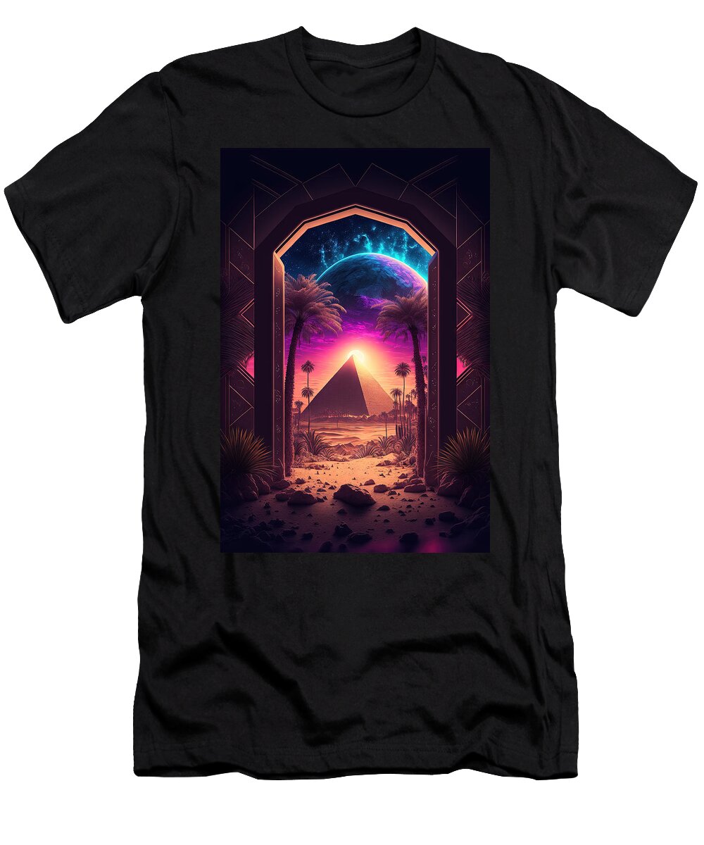 Retro Futurisms Last Oasis an Ancient Pyramid Paul Konschake T-Shirt