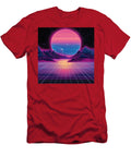 Retro Futuristic Landscape with Neon Grid and Pink Sun Kristina Douy T-Shirt