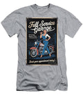 Retro Motorcycle Garage Ad Pin Up Aged Pixel T-Shirt