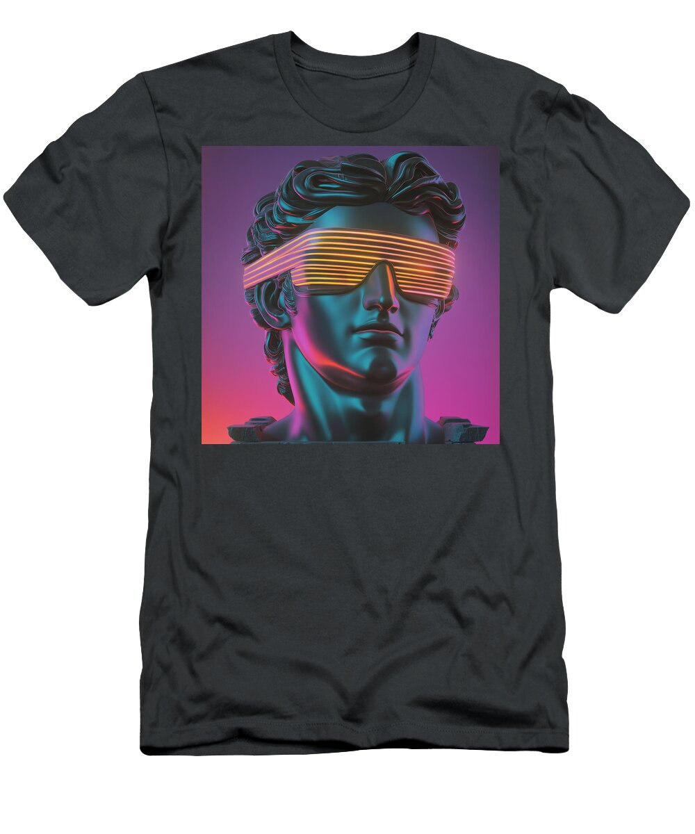 Retro Neon Sunglasses on Classical Bust Nikolaus Taija T-Shirt