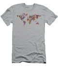 Retro Purple Yellow Swirls World Map Watercolor Silhouette Colorful Png Design Irina Sztukowski T-Shirt