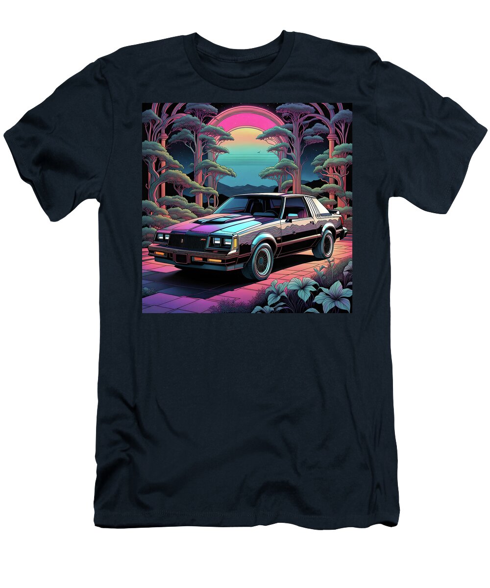 Retro Radiance 1987 Buick Gnx in Synthwave Art Nouveau Fusion Dujuan Robertson T-Shirt