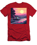 Retro Sports Car on a Scenic Road At Sunset Turner Quane T-Shirt