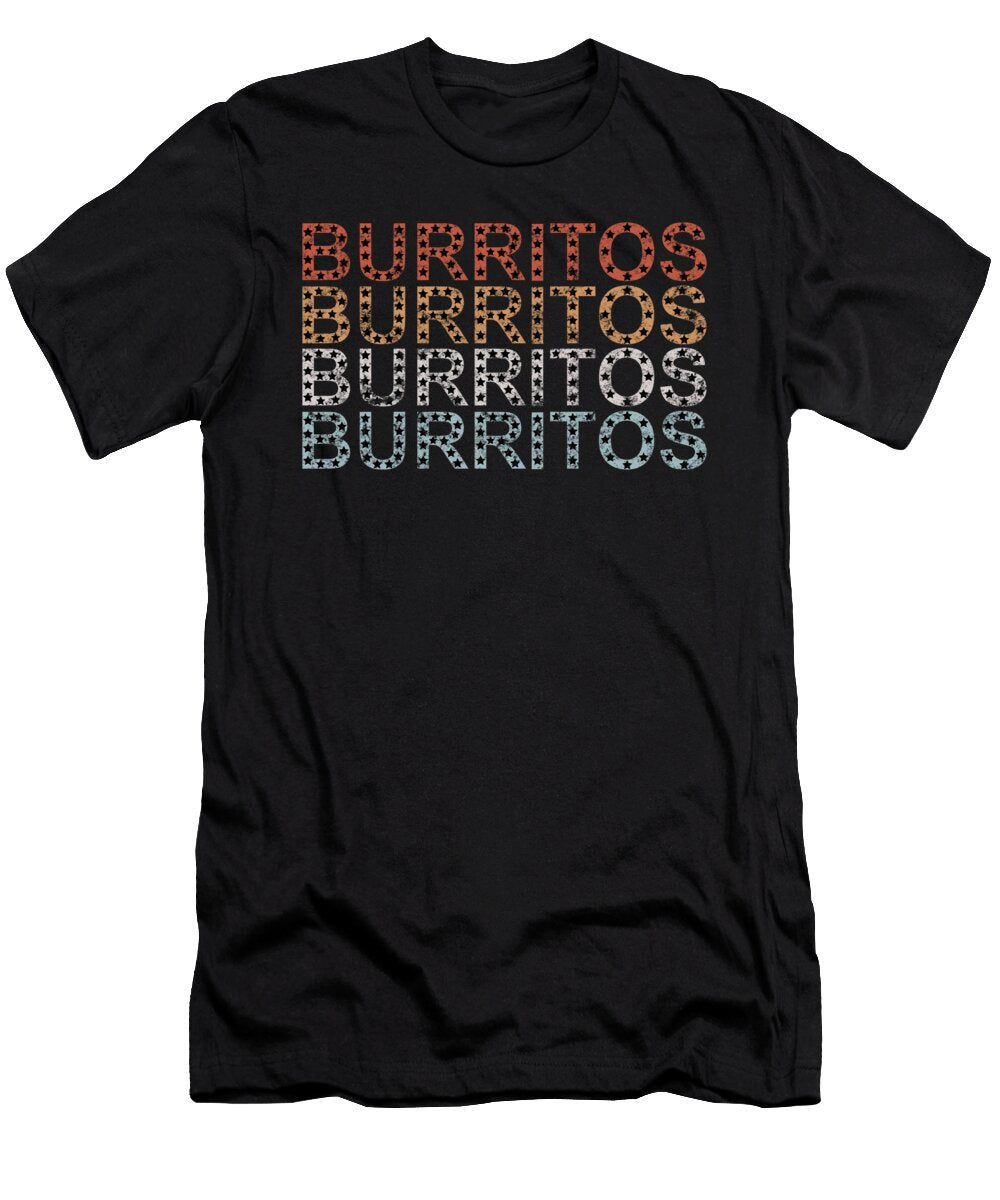 Retro Stars Distressed Vintage Burritos Orange Pieces T-Shirt
