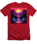 Retro Sunset Over a Waterfall in a Surreal Landscape Nojeem Akunna T-Shirt