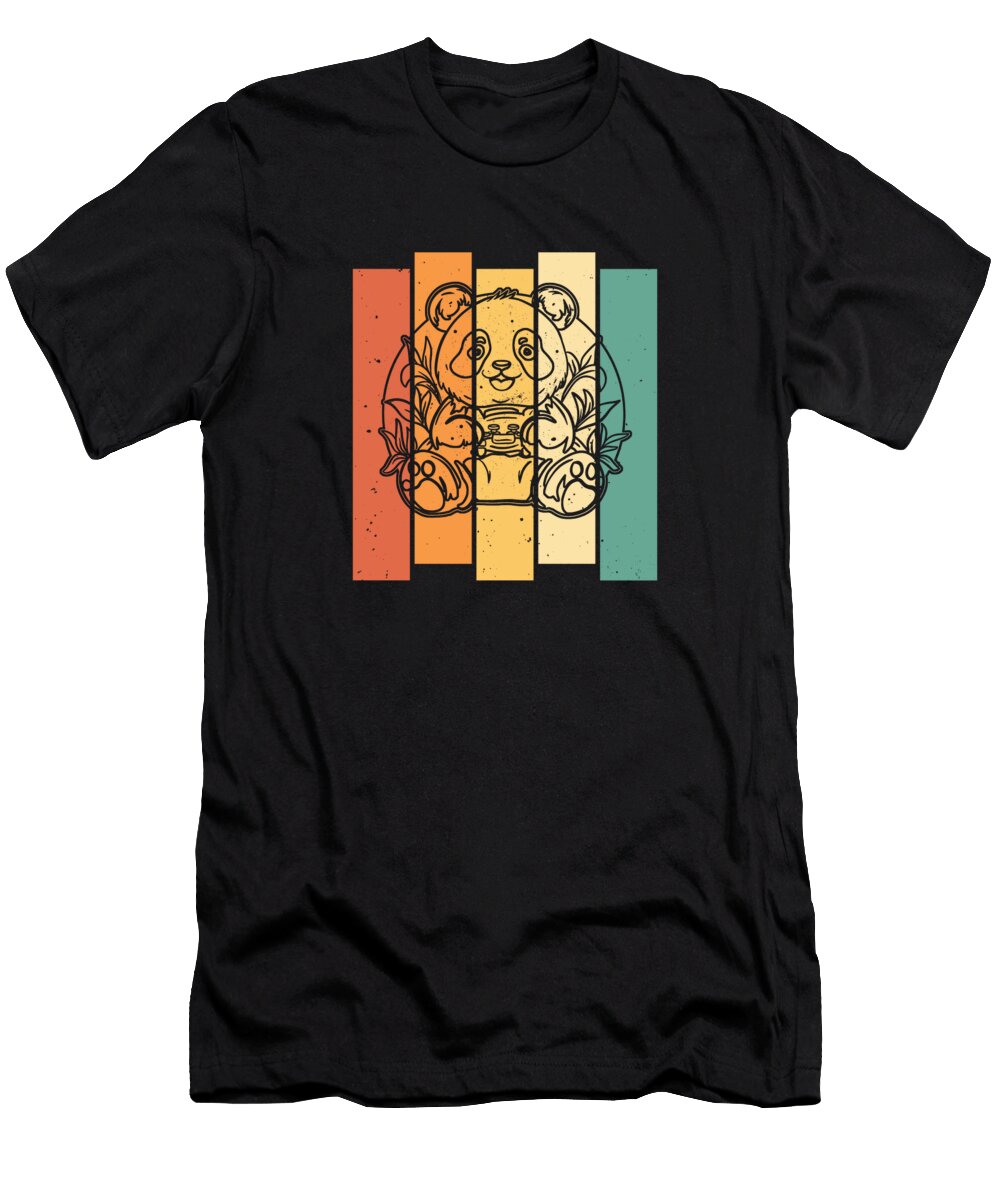 Retro Video Games Gamer Vintage Gaming Panda Bear Crazy Squirrel T-Shirt