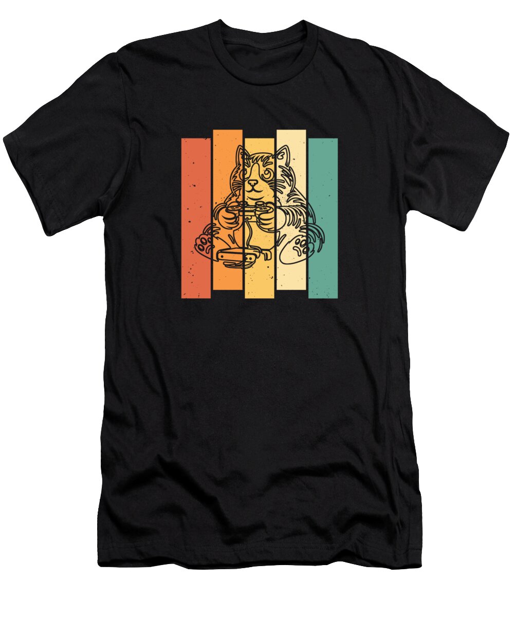 Retro Video Games Gaming Vintage Gamer Cat Crazy Squirrel T-Shirt