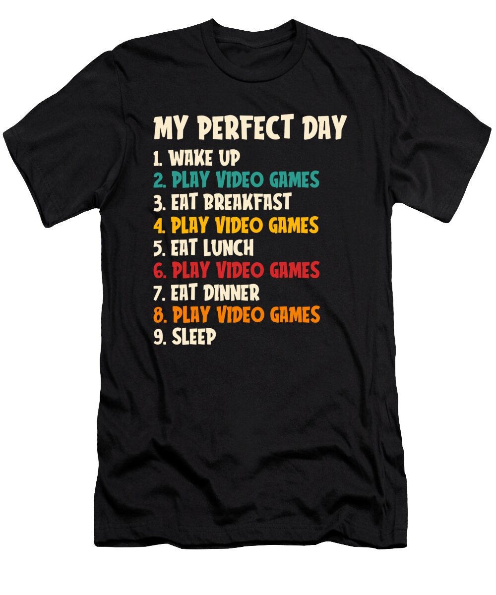 Retro Video Games Gaming Vintage My Perfect Day Video Games Crazy Squirrel T-Shirt