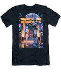 Robot and Cyberpunk Girl in Neon City Matthias Hauser T-Shirt