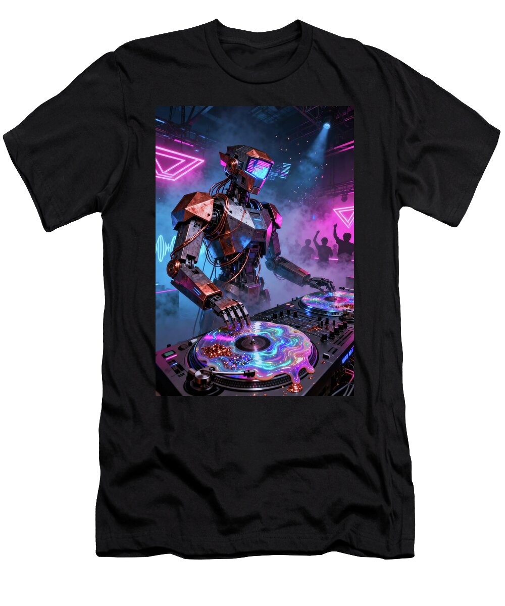 Robot DJ in Neon Nightclub Matthias Hauser T-Shirt