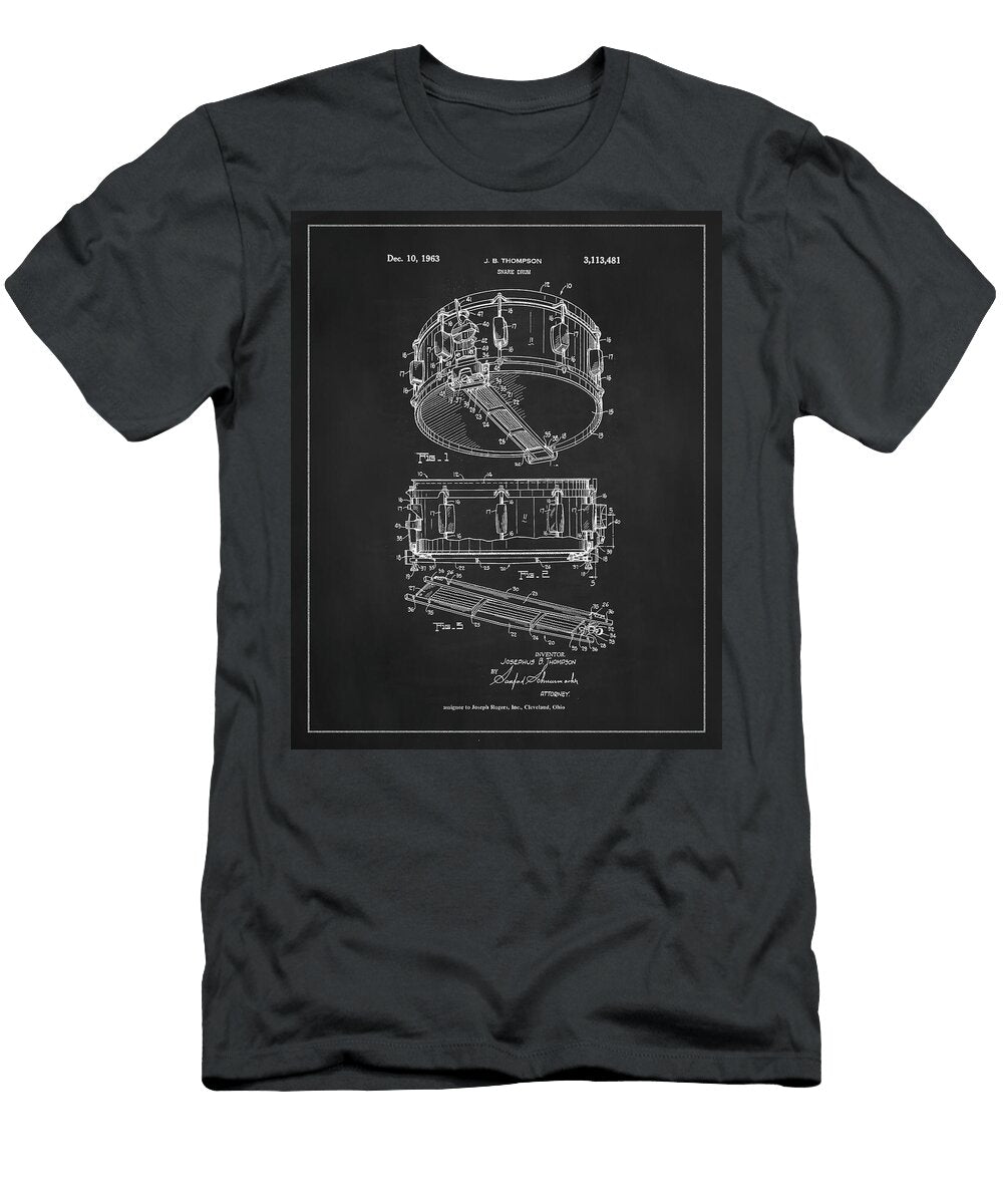 Rogers Dyna Sonic Snare Drum 1963 Patent Drawing Dale Kincaid T-Shirt
