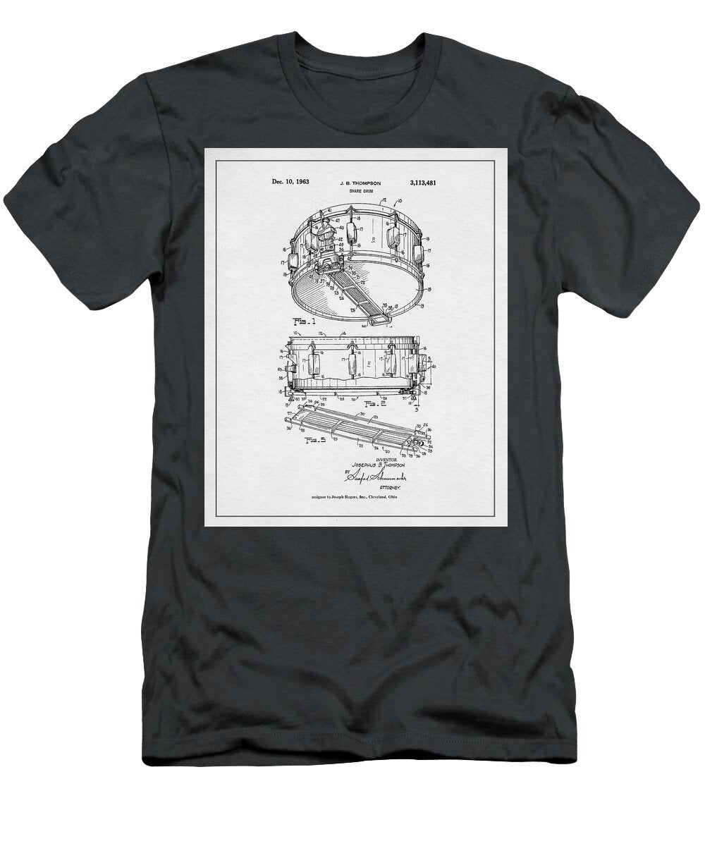 Rogers Dyna Sonic Snare Drum Patent Illustration 1963 Dale Kincaid T-Shirt