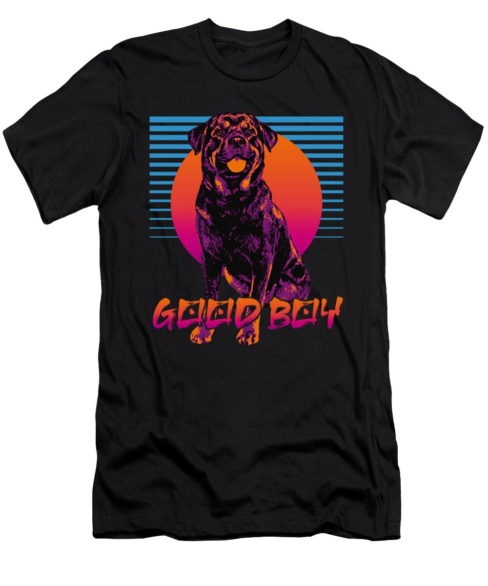 Rottweiler Dog Summer Retro Sunset Vapor Dexter Apolonio T-Shirt