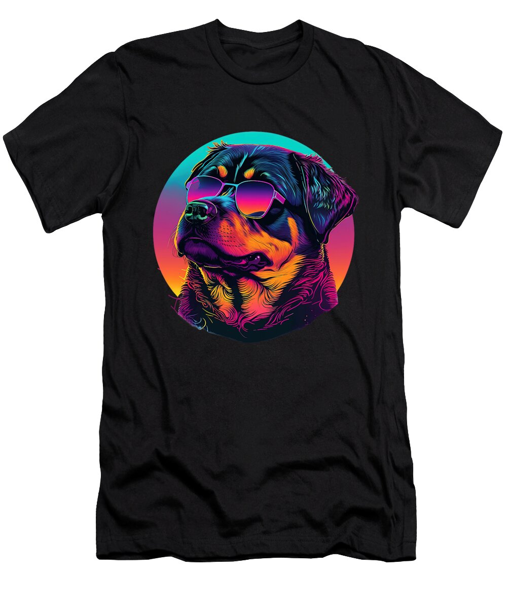Rottweilers Synthwave Dreamscape Yah Lishr T-Shirt