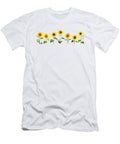 Row of Sunflowers on White Backgrouns Delphimages Photo Creations T-Shirt