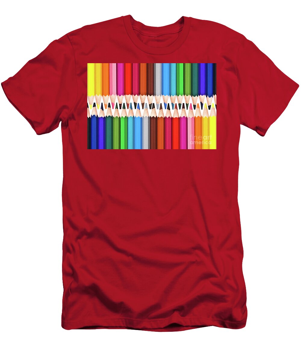 Rows of Colorful Wooden Pencils Delphimages Photo Creations T-Shirt