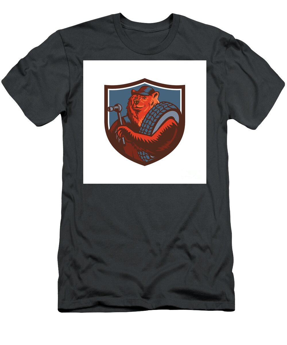 Russian Bear Tireman Shield Mascot Aloysius Patrimonio T-Shirt