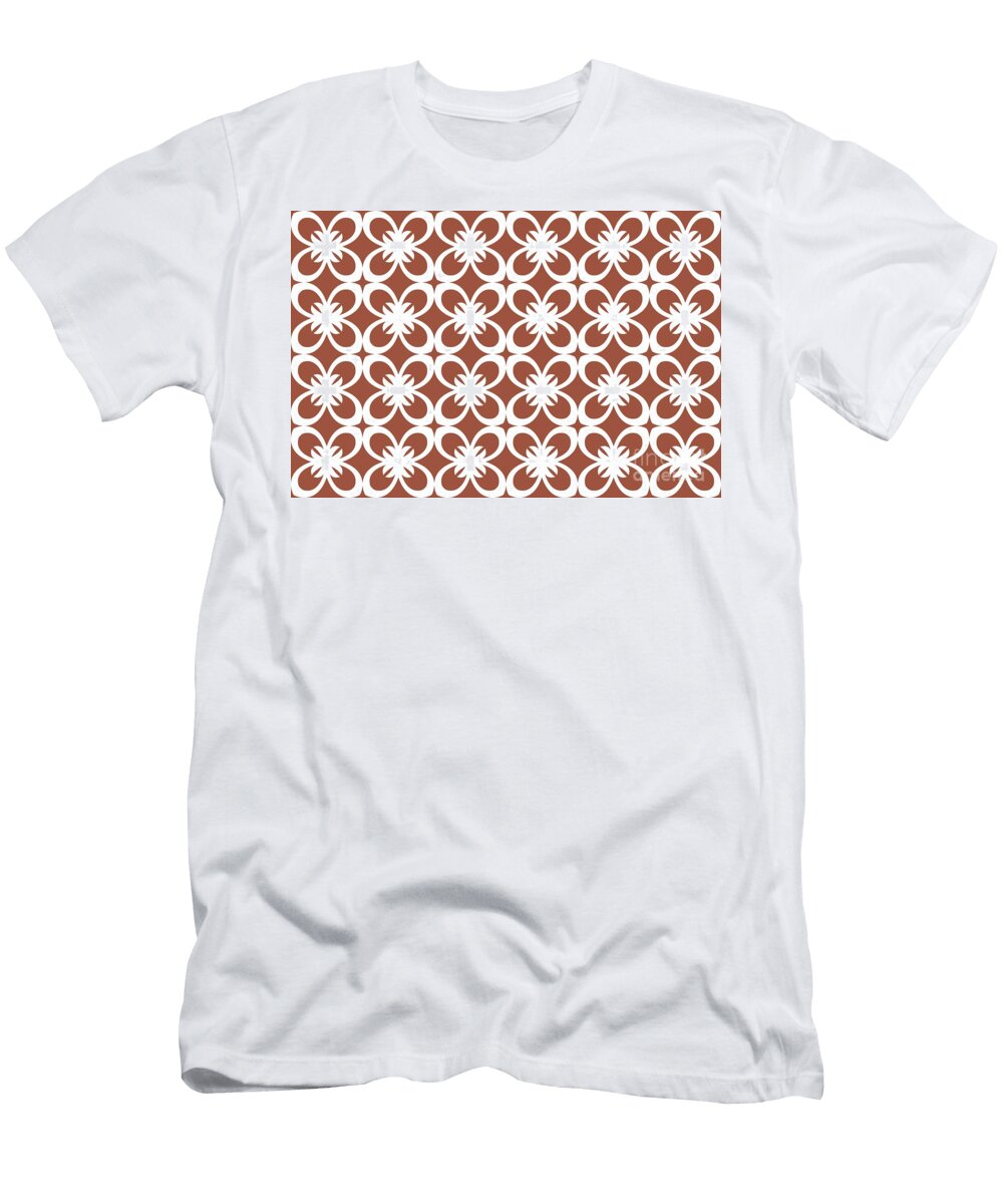 Rust Red Brown and White Floral Flower Pattern Petite Pattern Minimal Graphic Designs T-Shirt