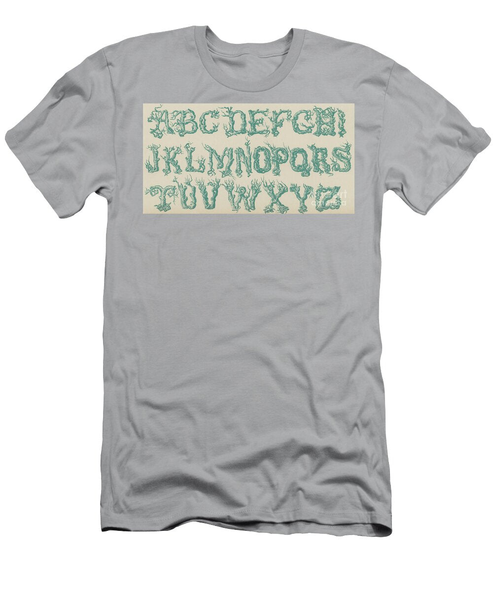 Rustic Vine Font Capital Letters English School T-Shirt