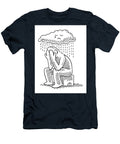 Sad Human Figure Sitting Under Rain Cloud Drawing Frank Ramspott T-Shirt