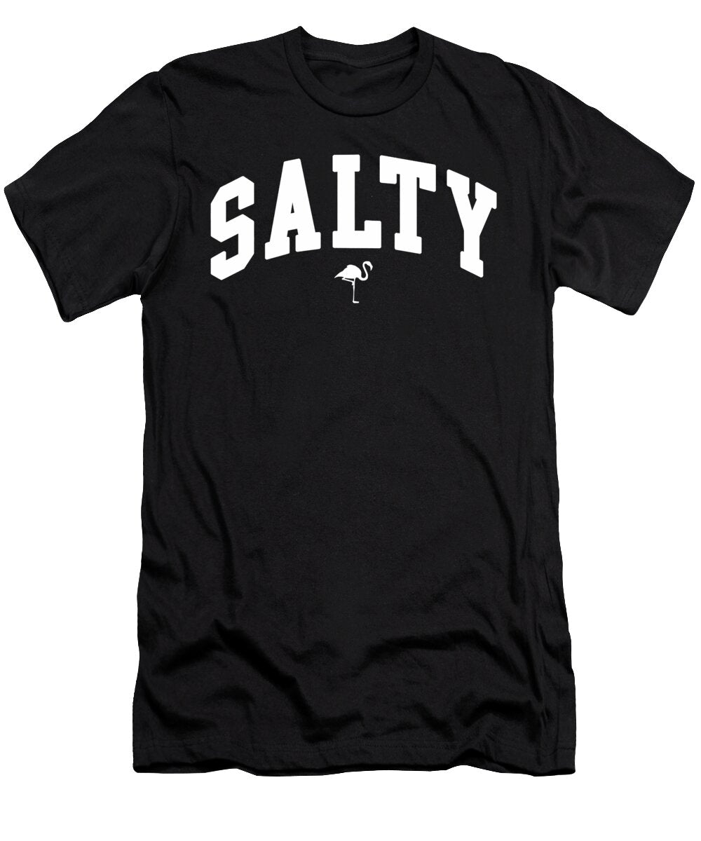 Salty Flamingo Coastal Typography Beach Lover Illustration Tropical Summer Wall Art Antoine Mitchell T-Shirt