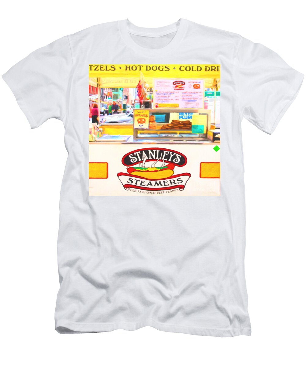 San Francisco Stanleys Steamers Hot Dog Stand 5d17929 Square Painterly Wingsdomain Art and Photography T-Shirt