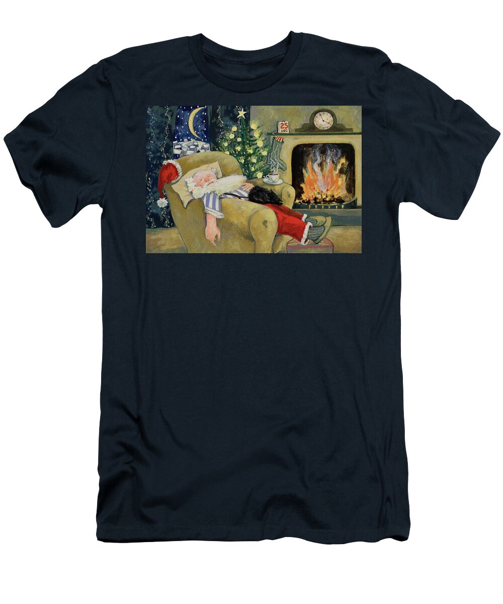 Santa Sleeping By the Fire David Cooke T-Shirt