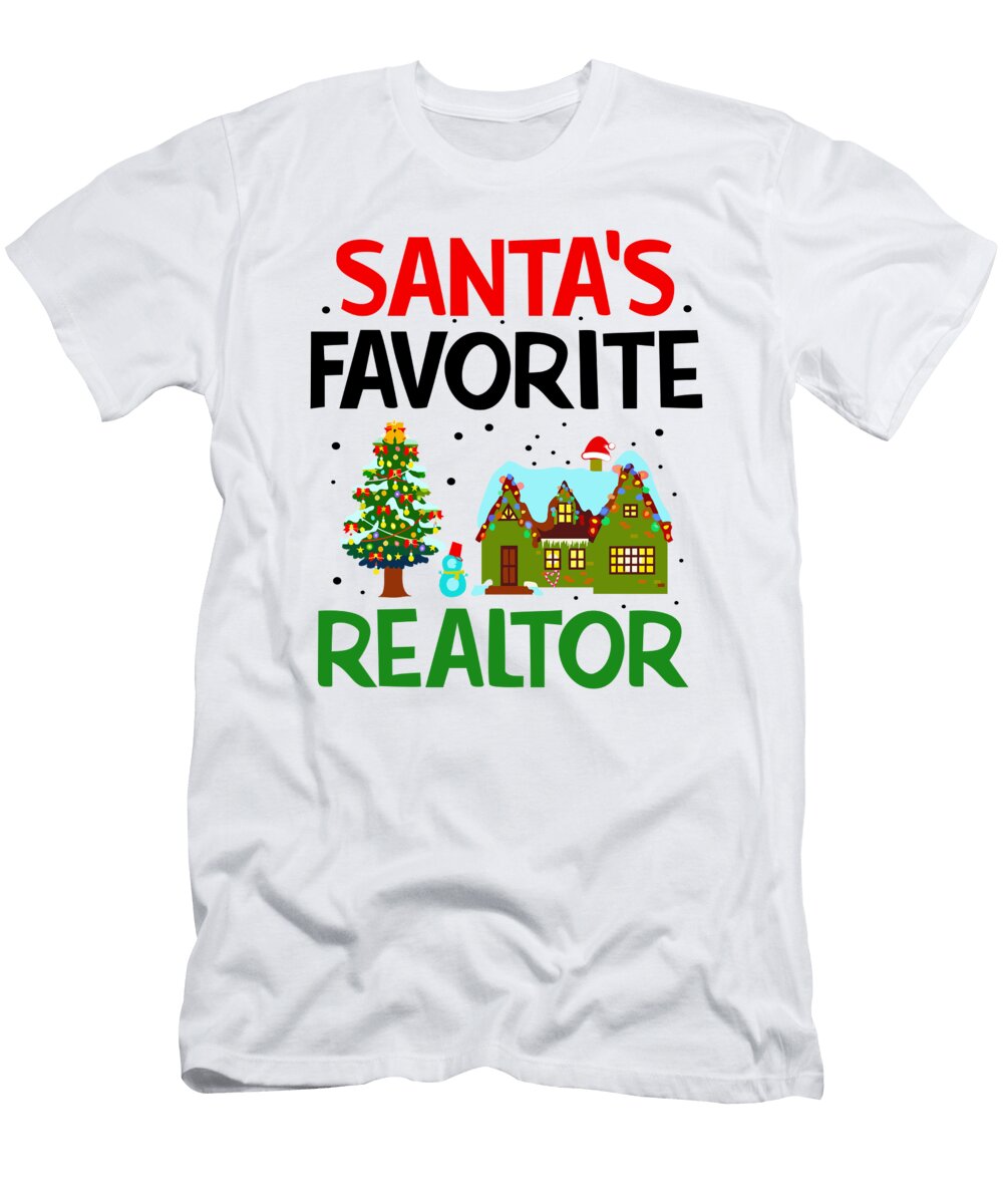 Santas Favorite Realtor Christmas Real Estate Licensed Art T-Shirt