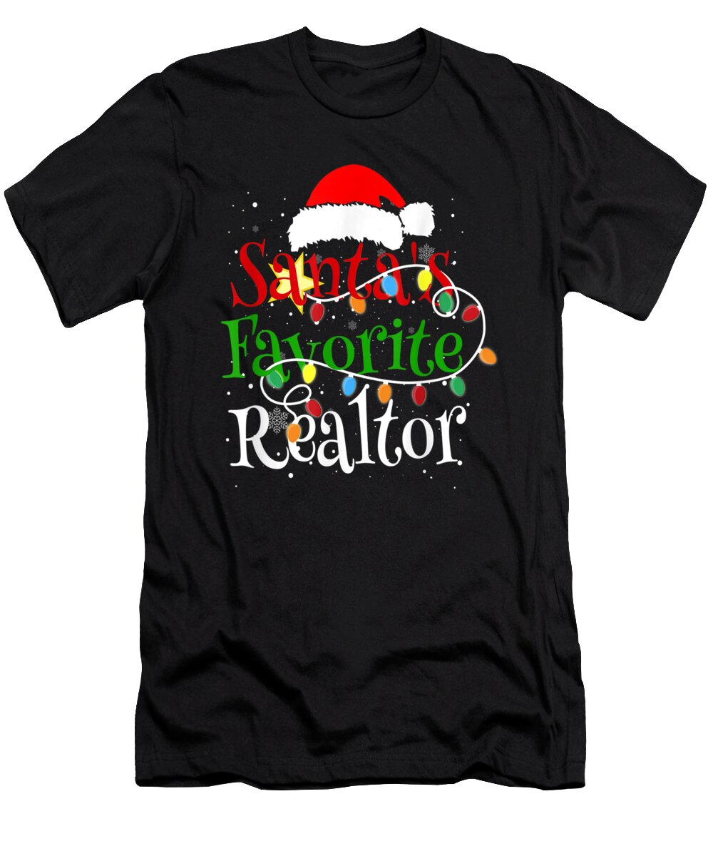 Santas Favorite Realtor Christmas Santa Hat Lights Th T-Shirt