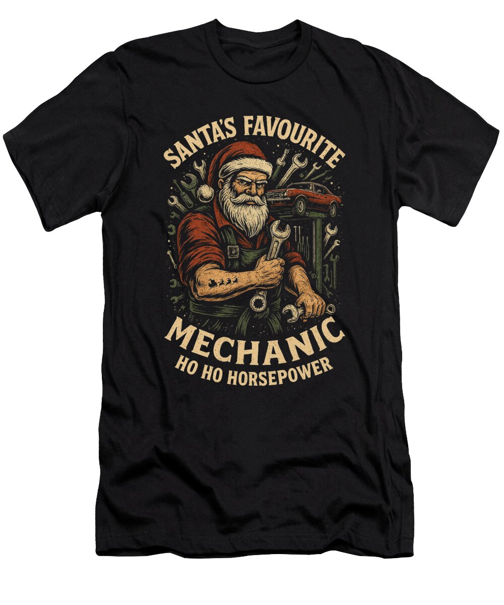 Santas Favourite Mechanic Christmas Workshop Natalie Lidford T-Shirt