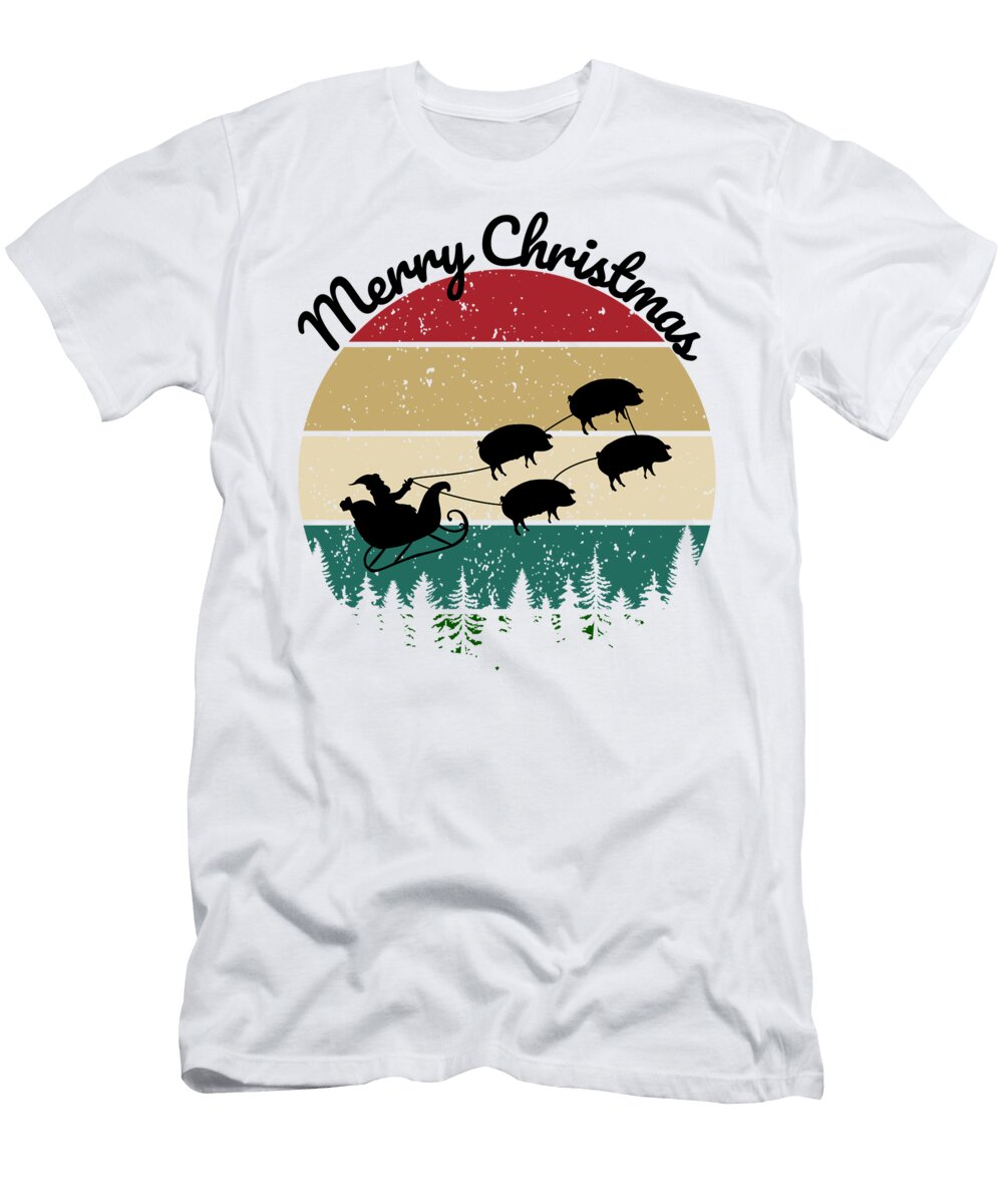 Santas Sleigh Pulled By a Team of Hogs Chomper Designs T-Shirt