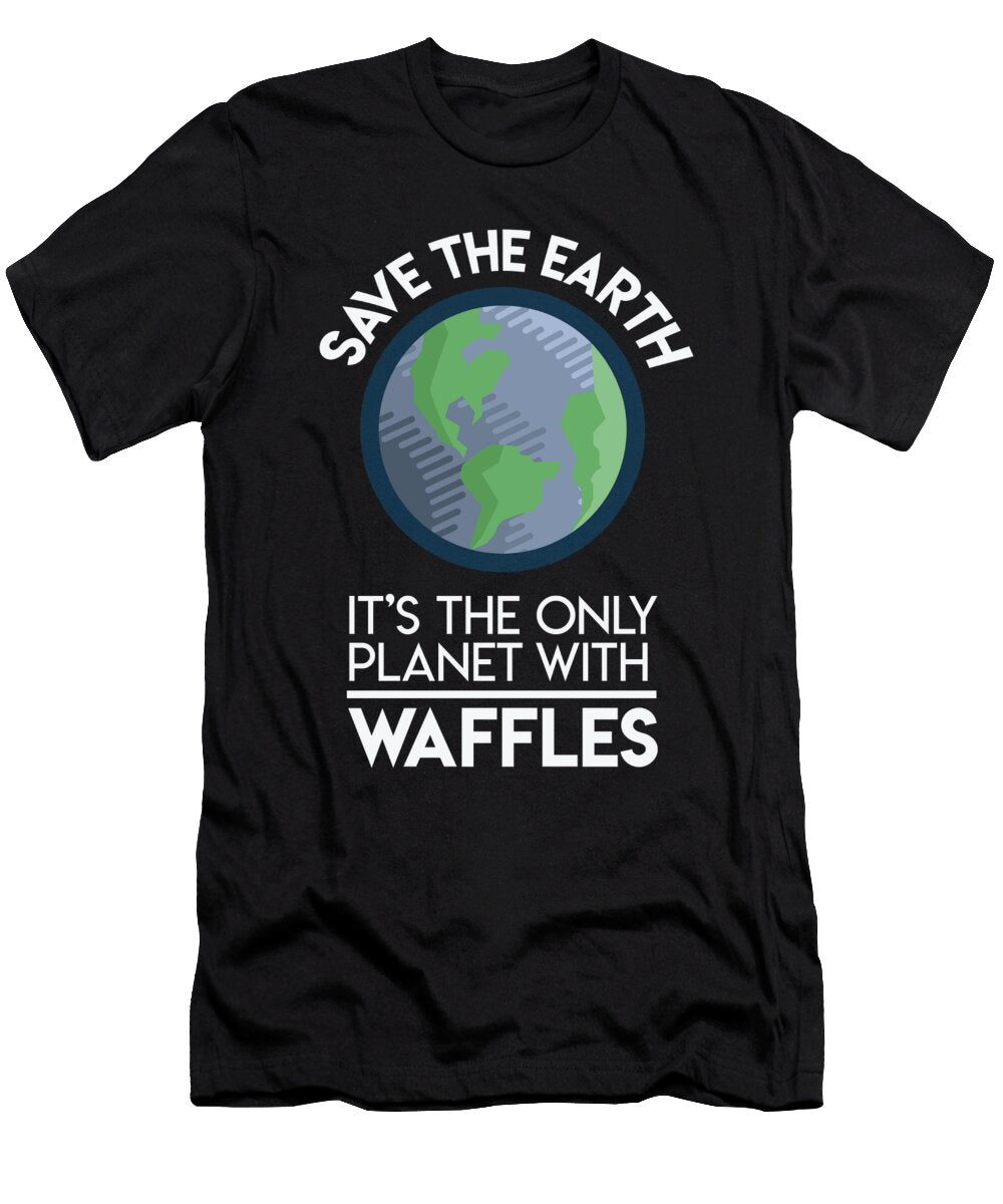 Save Earth Only Planet with Waffles Fun Food Earth Day Orange Pieces T-Shirt