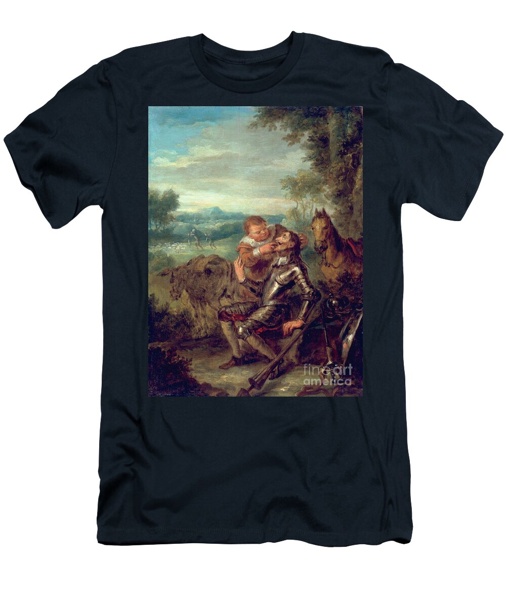 Scene From Don Quixote Sancho Panza Counts Don Quixotes Teeth 1735 John Vanderbank T-Shirt