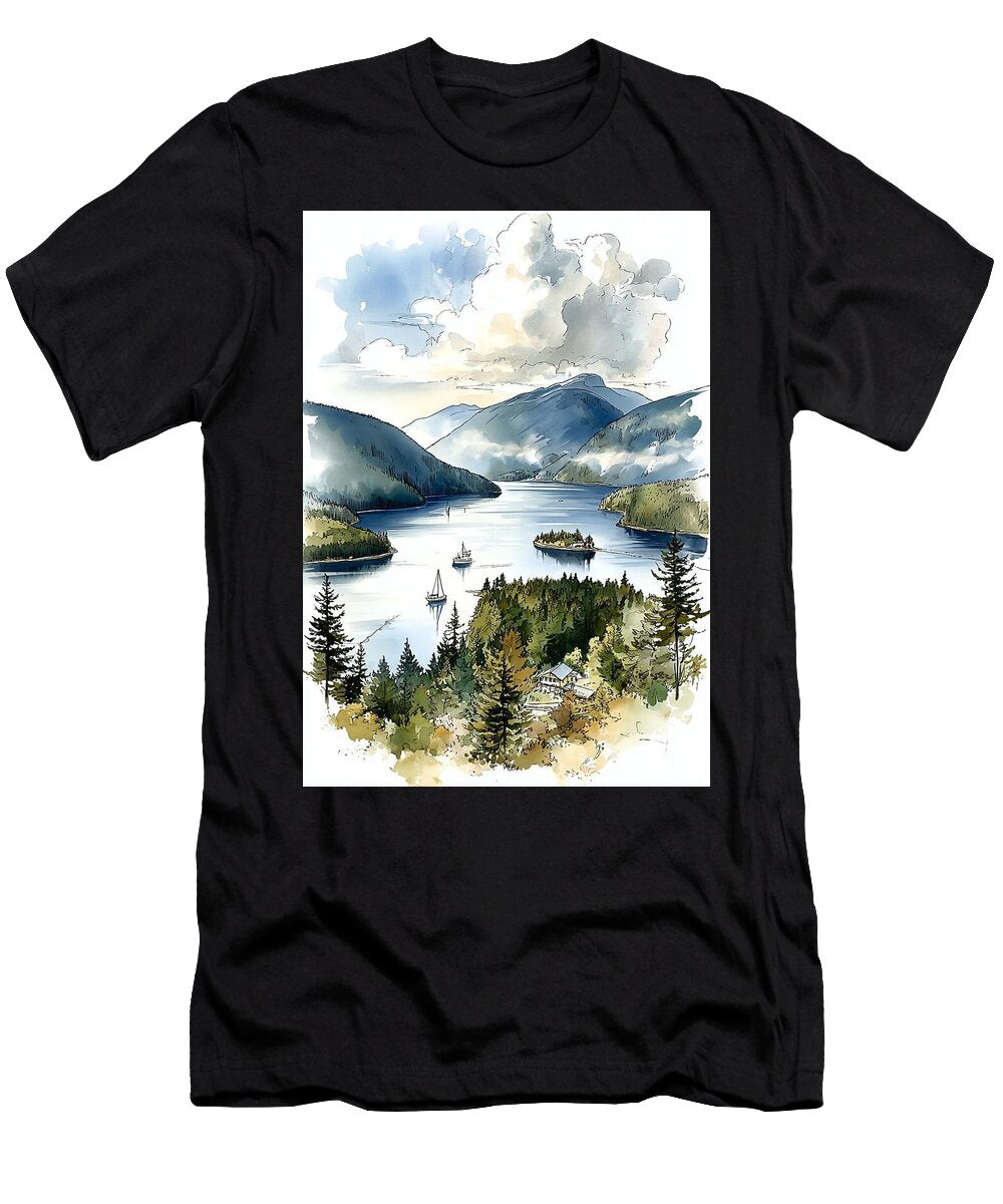 Scenic Mountain Lake View North Cascades Np Diablo Lake Turquoise US Landscape Luna Farmer T-Shirt