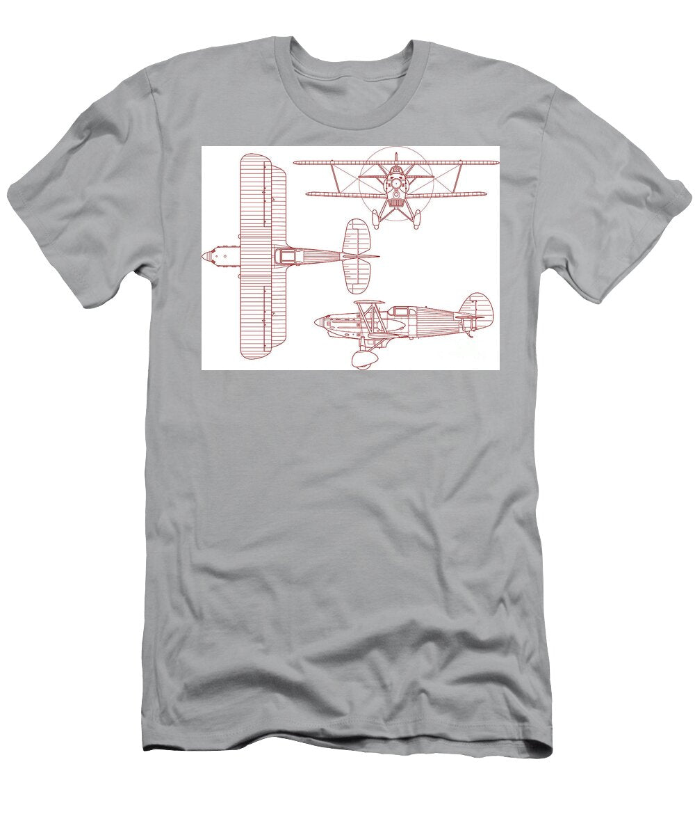 Schematic Engineering Blueprint of a Avia B 534 Biplane J5 Humorous Quotes T-Shirt