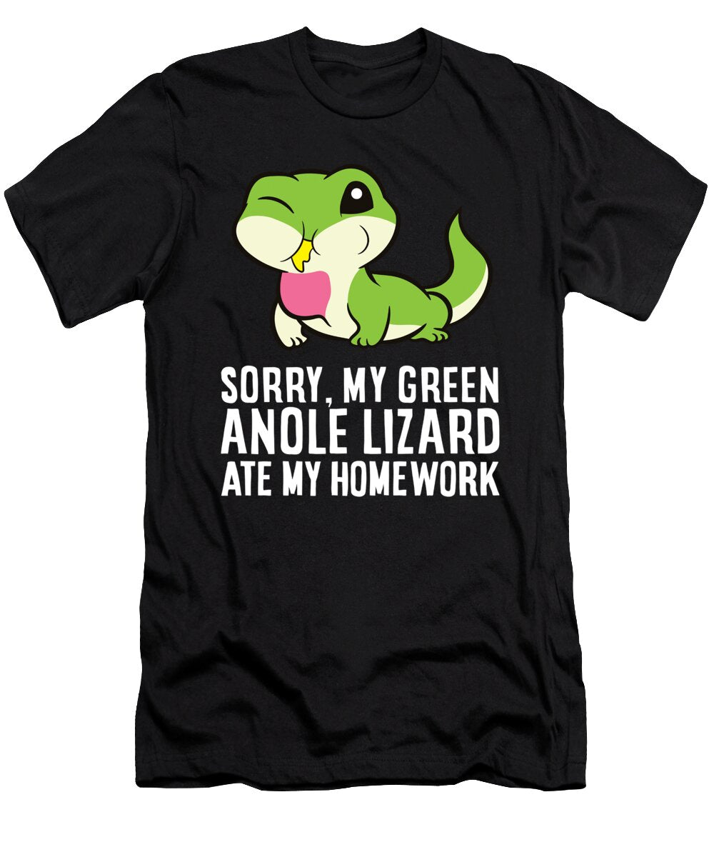 School Homework Sorry My Green Anole Lizard Ate My Homework Eq Designs T-Shirt
